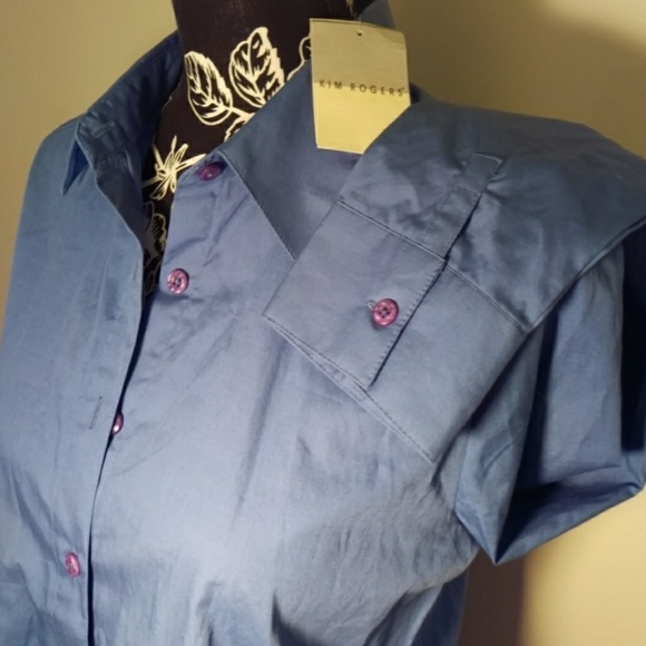 Women's M Kim Rogers petite button down blouse - Picture 1 of 8